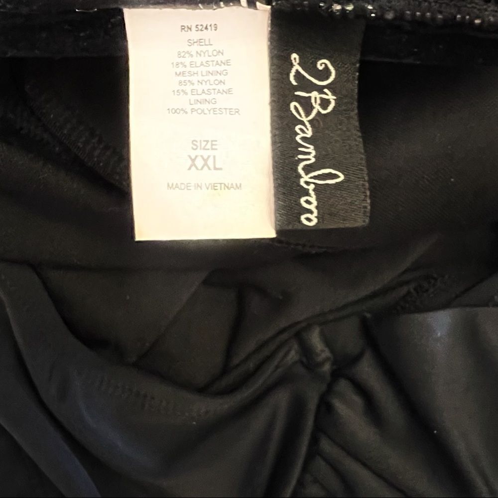 2bamboo Black Ruche Side Strapless w/ Strap Shapewear Tankini Bikini Top XXL - Picture 4 of 4